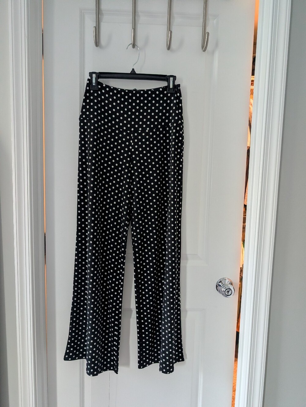 Polka Dot Wide-Leg Pants - Dark Navy/White